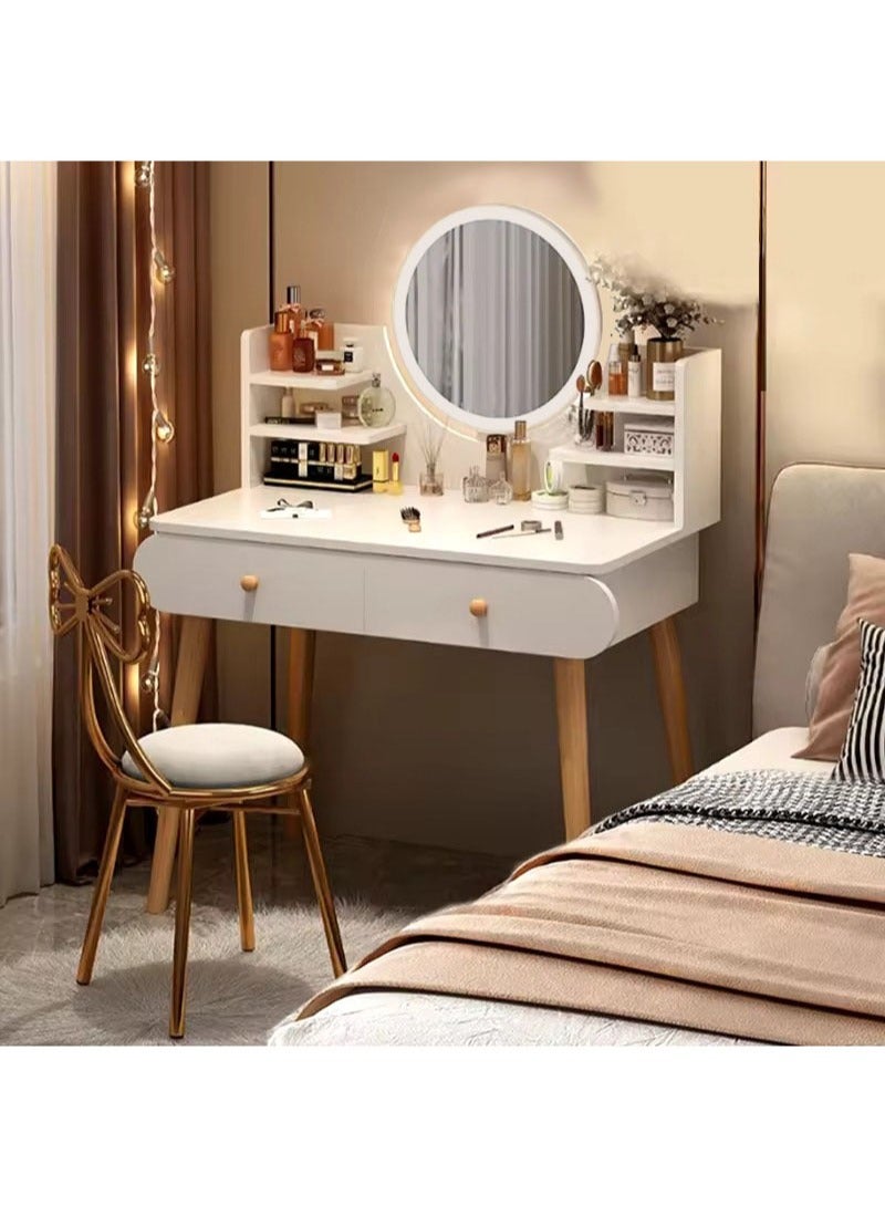 AGD Luxury Wooden Makeup Table with Mirror and 2 Drawers Modern Elegant Design Makeup Dressing Table for Bedroom 80*40*120cm (Dressing Chair Not Included) White - Image 4