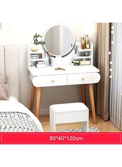 AGD Luxury Wooden Makeup Table with Mirror and 2 Drawers Modern Elegant Design Makeup Dressing Table for Bedroom 80*40*120cm (Dressing Chair Not Included) White  - Image 4
