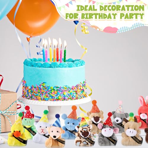 Seenelling Birthday Mini Plush Toy With Hats, Party Decor Stuffed Animal for Student Classroom Reward Gifts Goodie Bag Stuffers (24 Pcs) - Image 2
