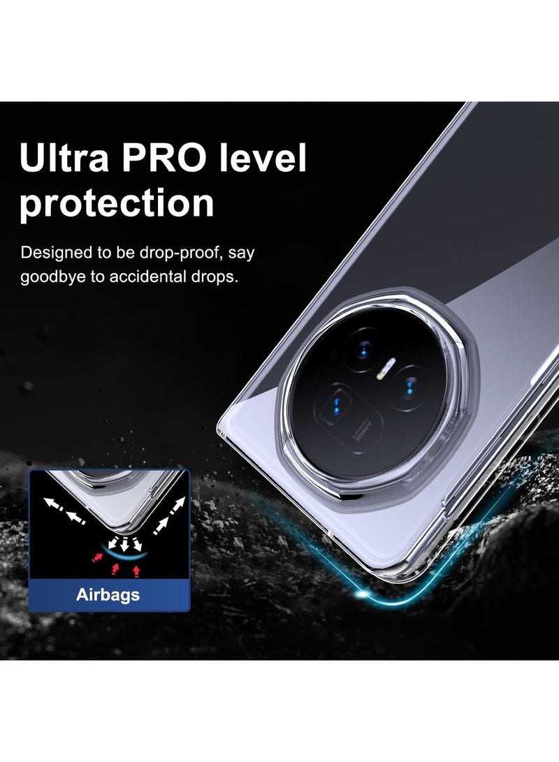 اووكاي جراب متوافق مع Honor Magic V5 2025، جراب شفاف للغاية من مادة البولي كربونات الصلبة المقاومة للصدمات الصفراء 0.3 مم مع حواف مرتفعة وغطاء فائق النحافة (شفاف) - Image 3