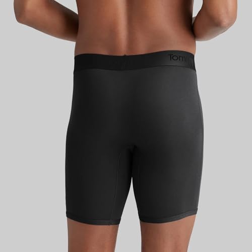 Tommy John Men’s Boxer Briefs 8” Underwear, Second Skin Boxers with Supportive Contour Pouch Silky Soft Tagless, Moisture Wicking Underwear Stretch Fabric, Black, Large - Image 3
