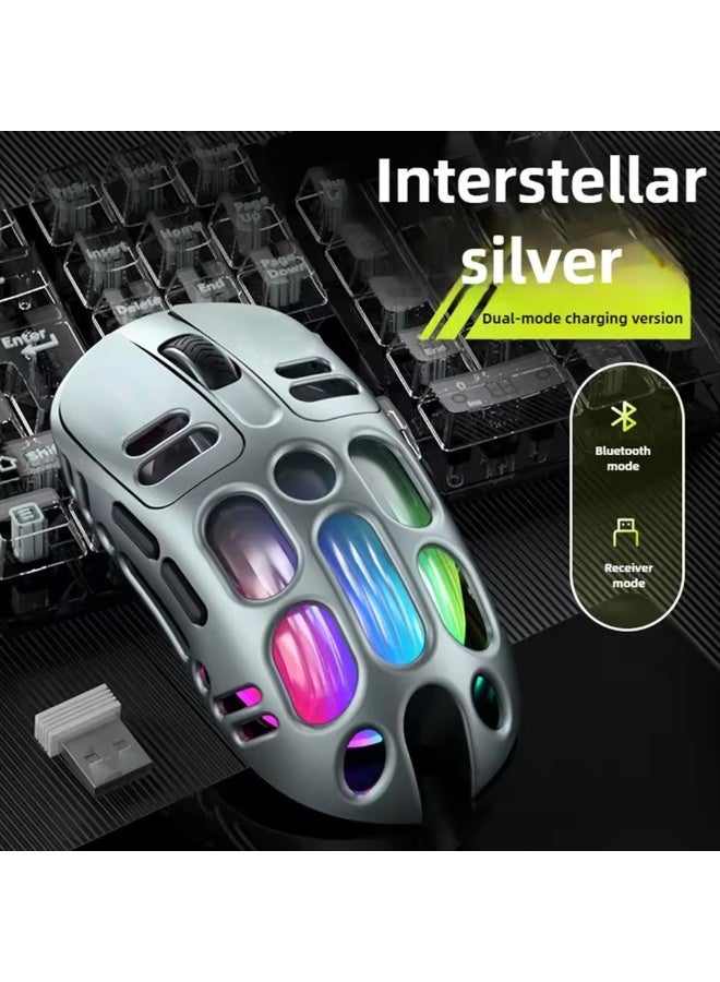 Wireless Bluetooth Gaming Mouse Dual Mode RGB Back Light Type C Rechargeable Mice Sliver - Image 1
