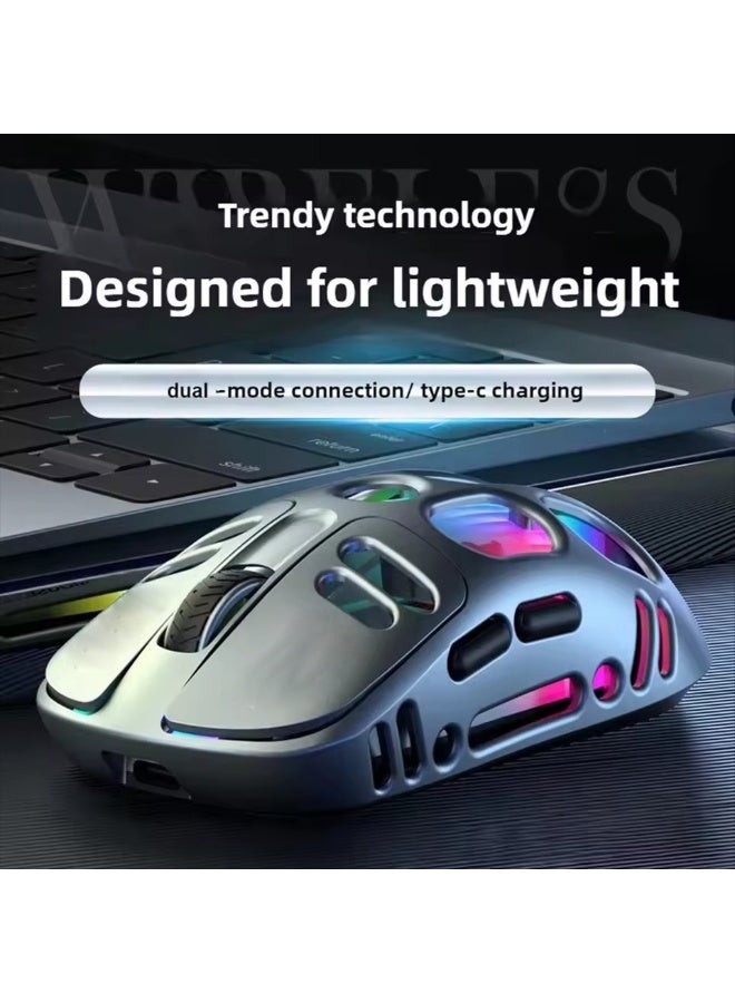 Wireless Bluetooth Gaming Mouse Dual Mode RGB Back Light Type C Rechargeable Mice Sliver - Image 2