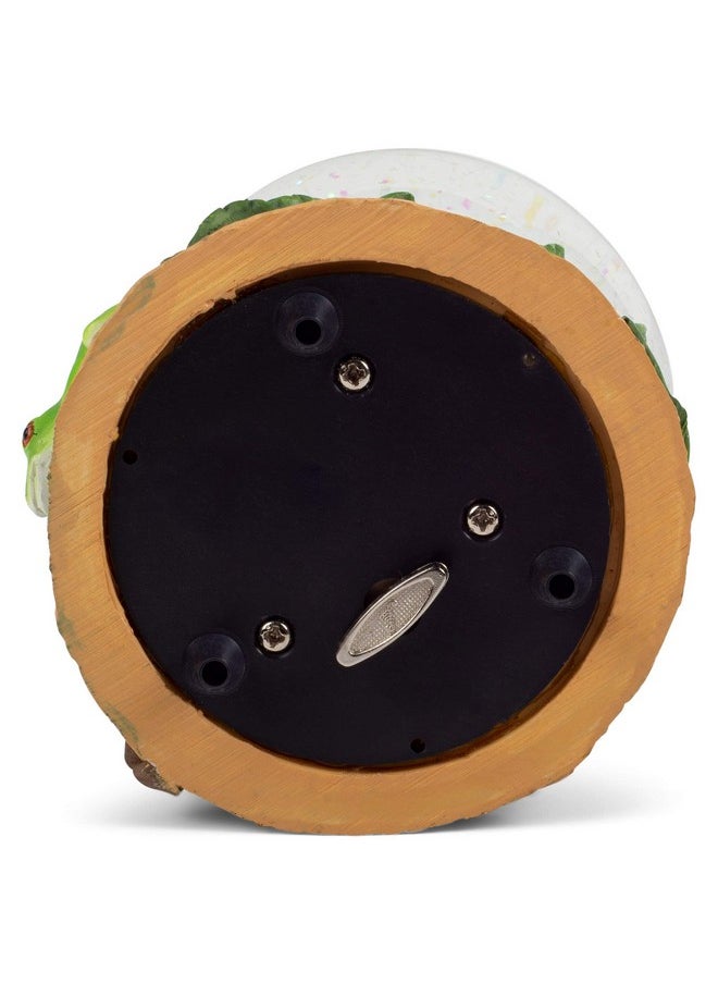 Elanze Designs Elanze Designs Playful Green Tree Frog Tabletop Figurine Forest Hopping Log Leaves 100MM Sturdy Glitter Water Wind Up Musical Snow Globe Plays Tune Beautiful Dreamer  - Image 5