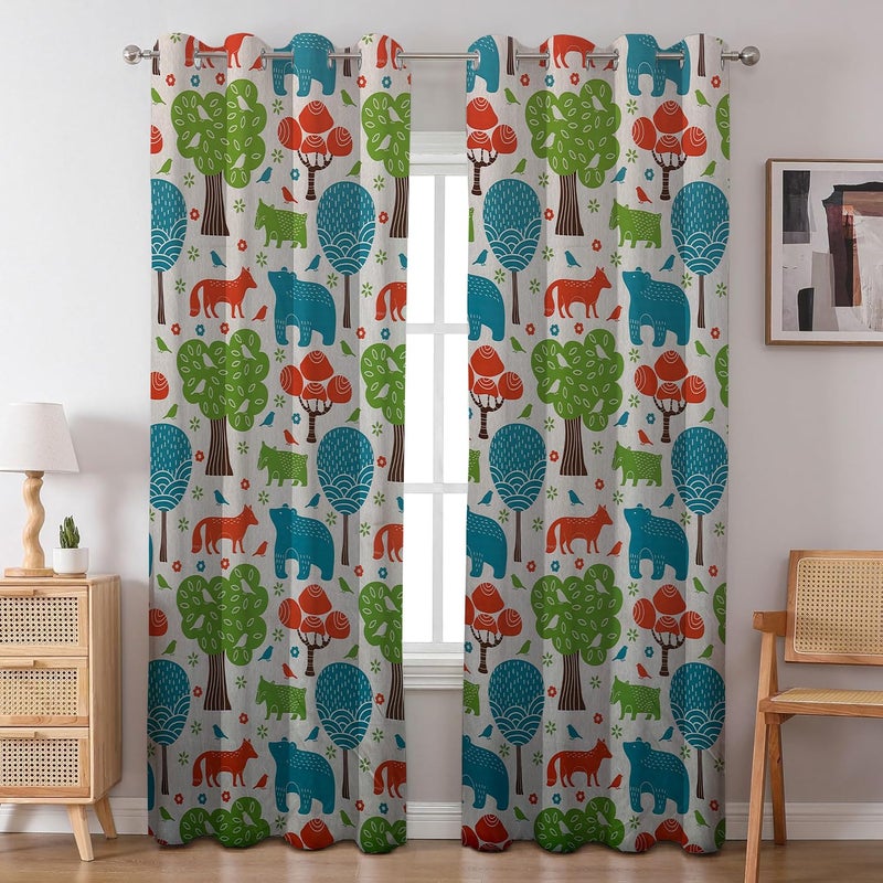 BFAM Kids Blackout Curtains 7 feet Set of 1 – 100% Room Darkening, Thermal Insulated, Noise Reducing, Cute Animal & Rainbow Prints, Eyelet Curtains for Playroom, Bedroom & Nursery,Pack of 1 Curtain - Image 2