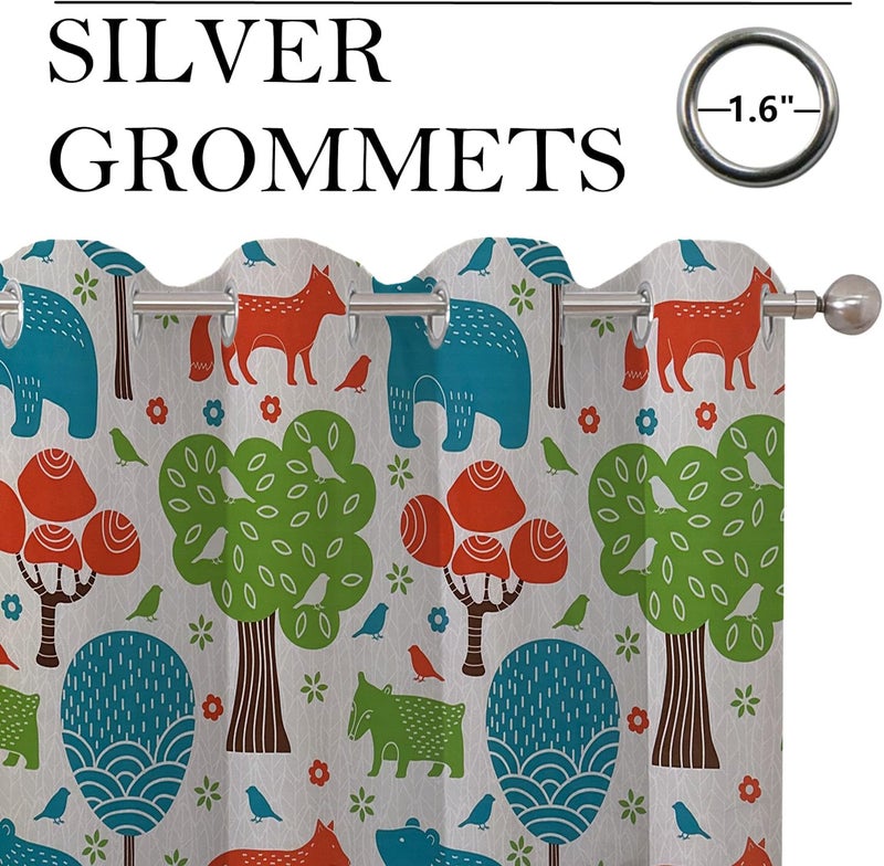 BFAM Kids Blackout Curtains 7 feet Set of 1 – 100% Room Darkening, Thermal Insulated, Noise Reducing, Cute Animal & Rainbow Prints, Eyelet Curtains for Playroom, Bedroom & Nursery,Pack of 1 Curtain - Image 3