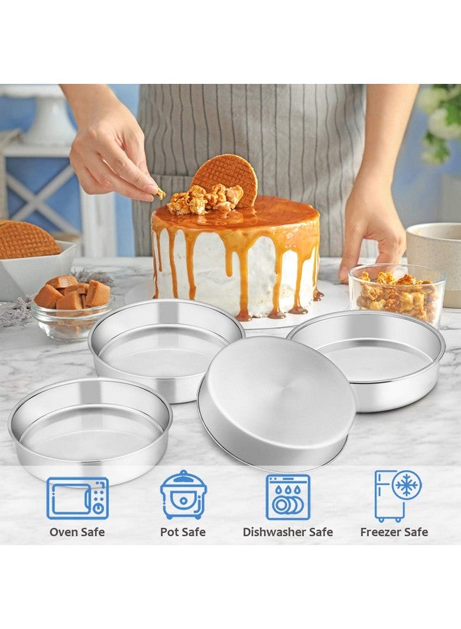 إي-فار مجموعة قوالب كيك إي-فار 8 بوصة، مكونة من 4 قطع، قوالب كيك دائرية من الفولاذ المقاوم للصدأ، غير سامة وصحية، بلمسة نهائية عاكسة وآمنة للاستخدام في غسالة الأطباق - Image 5