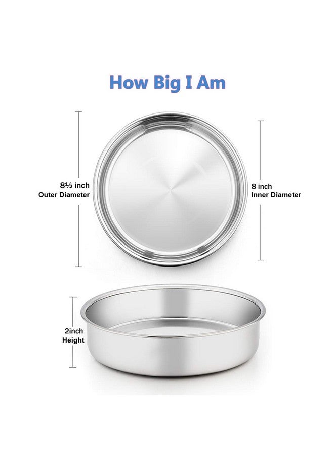 إي-فار مجموعة قوالب كيك إي-فار 8 بوصة، مكونة من 4 قطع، قوالب كيك دائرية من الفولاذ المقاوم للصدأ، غير سامة وصحية، بلمسة نهائية عاكسة وآمنة للاستخدام في غسالة الأطباق - Image 2
