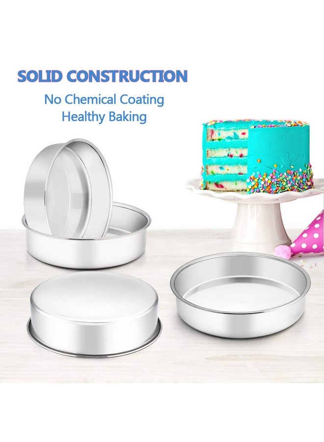 إي-فار مجموعة قوالب كيك إي-فار 8 بوصة، مكونة من 4 قطع، قوالب كيك دائرية من الفولاذ المقاوم للصدأ، غير سامة وصحية، بلمسة نهائية عاكسة وآمنة للاستخدام في غسالة الأطباق - Image 4