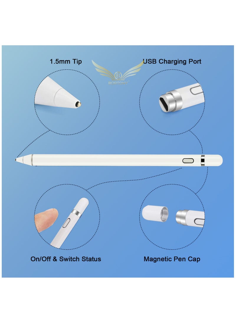 بورتوني قلم رقمي نشط لشاشات اللمس ، قابل لإعادة الشحن 1.5 مم رفيع متوافق مع iPhone / iPad Pro / Mini / Air / Android - Image 5