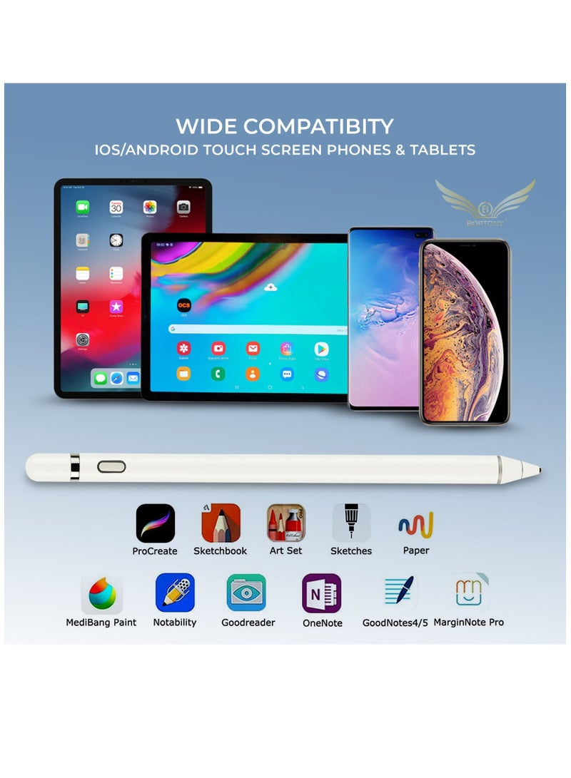 بورتوني قلم رقمي نشط لشاشات اللمس ، قابل لإعادة الشحن 1.5 مم رفيع متوافق مع iPhone / iPad Pro / Mini / Air / Android - Image 3