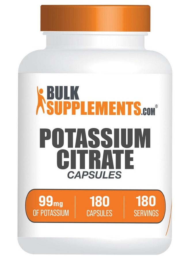 بالك سابلمنتس كبسولات سترات البوتاسيوم من BulkSupplements.com - مكمل البوتاسيوم، سترات البوتاسيوم 99 مجم - مكمل سترات البوتاسيوم، حبوب البوتاسيوم - كبسولة واحدة لكل وجبة، 180 كبسولة (عبوة من 1)  - Image 1