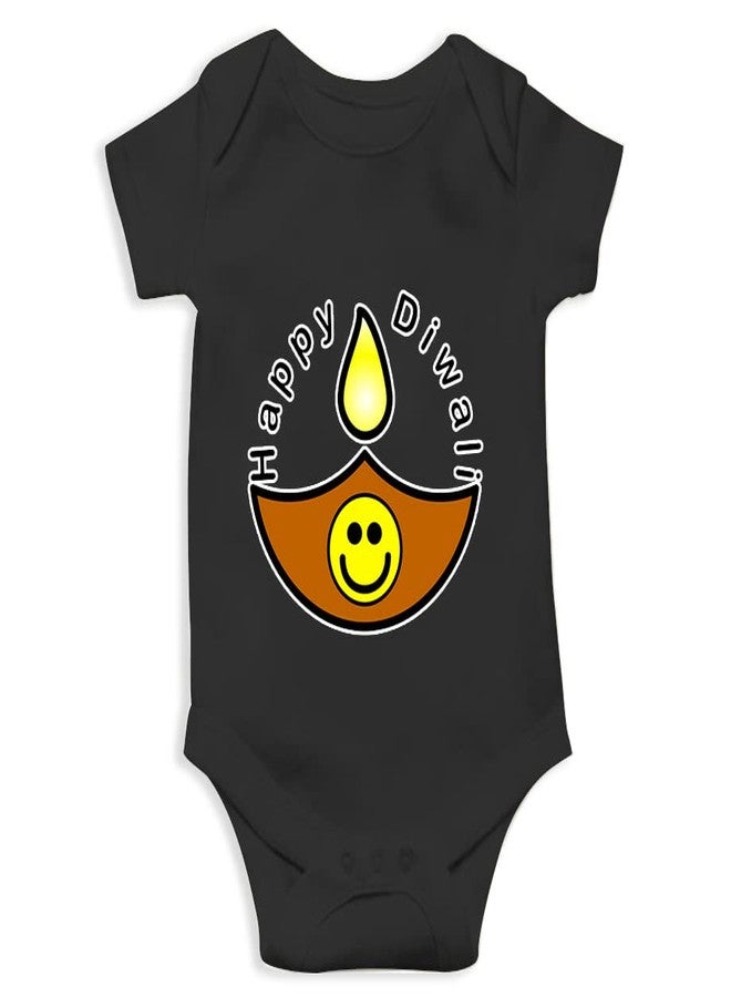 Mott2 Diwali Special Unisex Baby Romper - Happy Diwali4 (3-6 Months Black) - Image 1