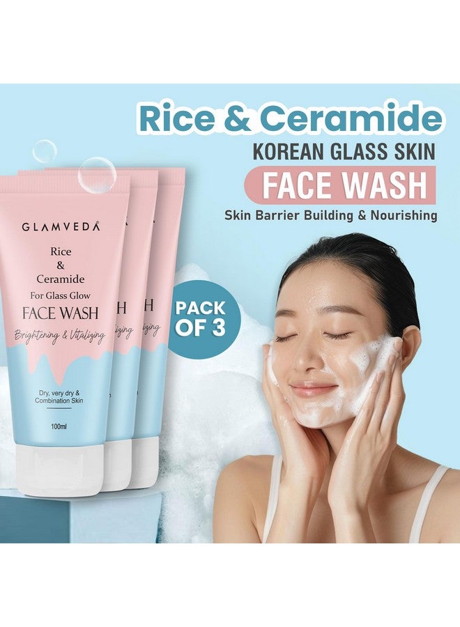 GLAMVEDA Rice & Ceramide Face Wash | For Dry, Sensitive & Combination skin types | Improves skin barrier | No Paraben, SLS | Pack of 3 - Image 2