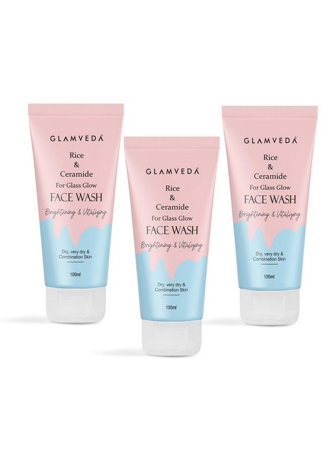 GLAMVEDA Rice & Ceramide Face Wash | For Dry, Sensitive & Combination skin types | Improves skin barrier | No Paraben, SLS | Pack of 3 - Image 1