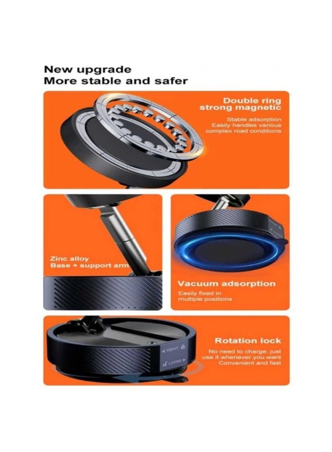 GOJI 360 Degree Magnetic Vacuum Suction Phone Holder, Strong Magnetic Grip,  Powerful Magnet For Secure Attachment - Black - Image 3