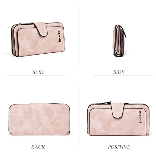 INOVERA (LABEL) Rose Gold Vegan Leather Women's Tri-fold Women Fashion Card Coin Holder Ladies Long Purse Clutch Wallet (KK24) - Image 5