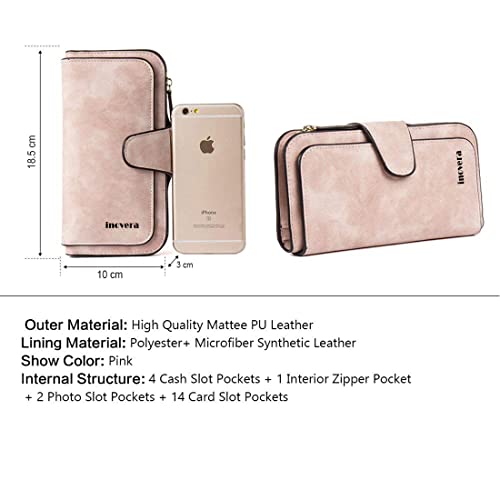 INOVERA (LABEL) Rose Gold Vegan Leather Women's Tri-fold Women Fashion Card Coin Holder Ladies Long Purse Clutch Wallet (KK24) - Image 2