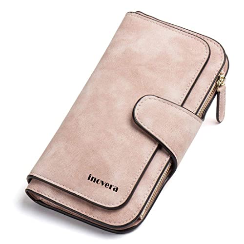 INOVERA (LABEL) Rose Gold Vegan Leather Women's Tri-fold Women Fashion Card Coin Holder Ladies Long Purse Clutch Wallet (KK24) - Image 1