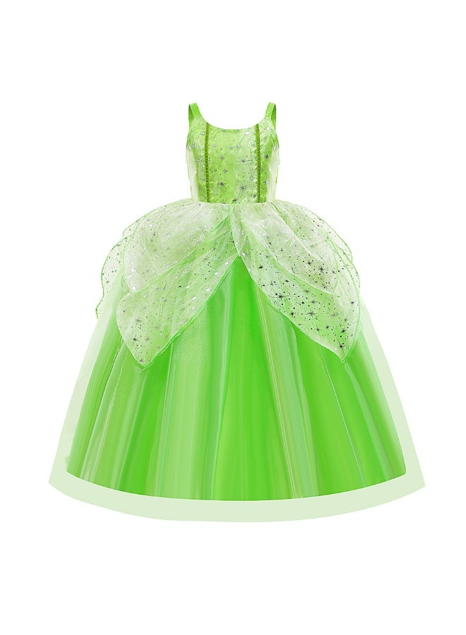 NIBEMINENT New Halloween Green elf dress, Princess Tianna and Tinker Bell children's performance costume - Image 1