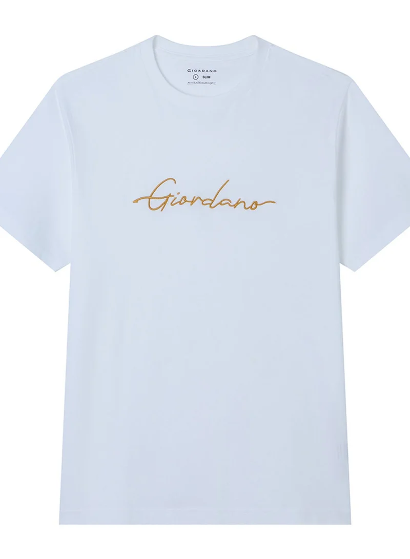 GIORDANO  Men’s Slim Fit Cotton Signature Print Tee for Men | Best Price UAE