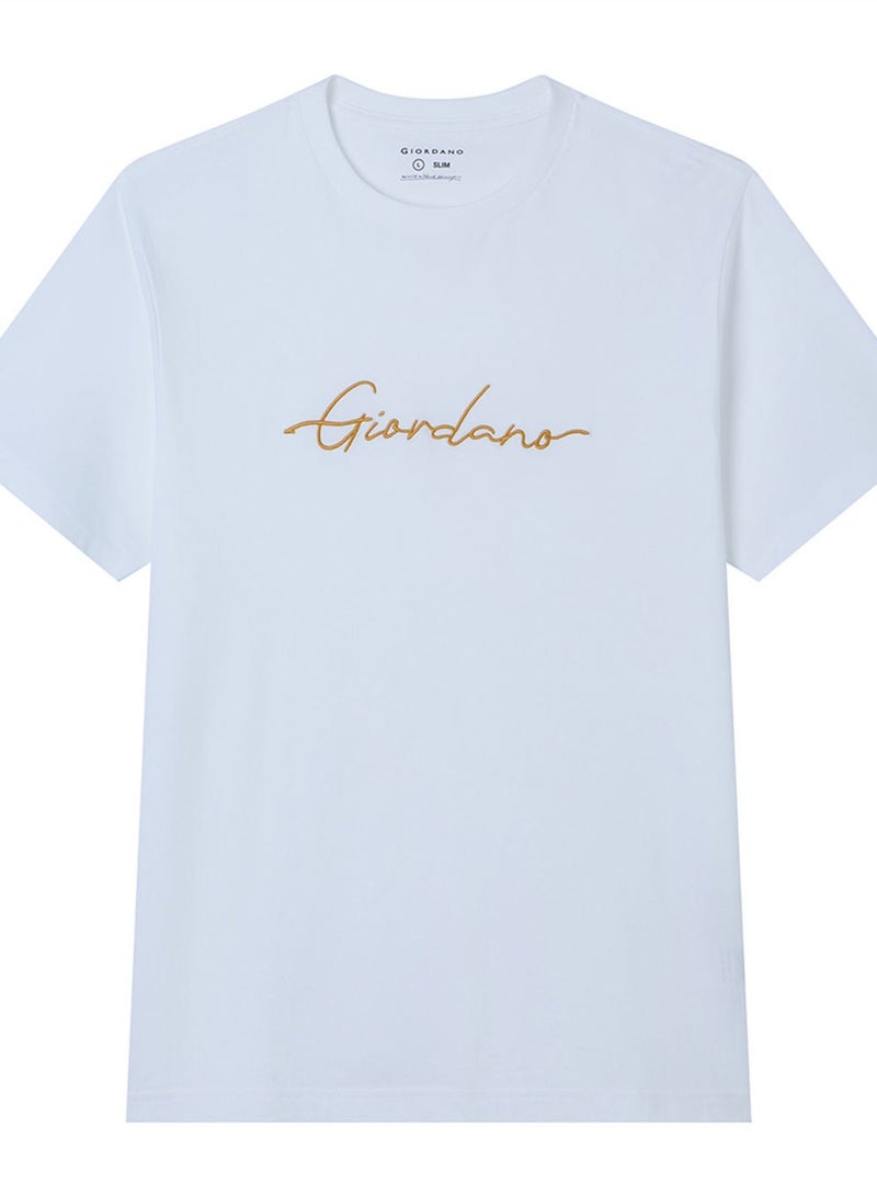 GIORDANO تي شيرت قطن بتصميم مميز للرجال بقصة ضيقة - Image 3