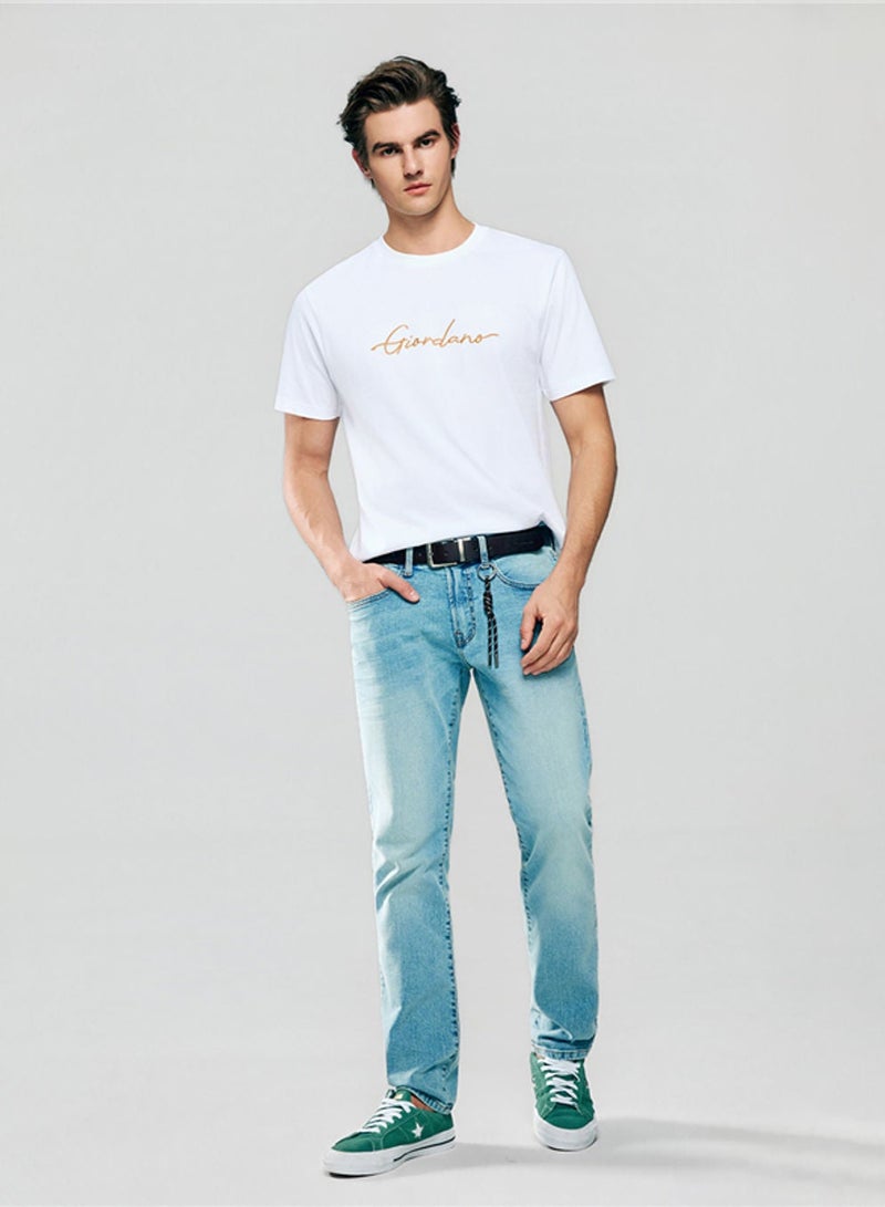 GIORDANO تي شيرت قطن بتصميم مميز للرجال بقصة ضيقة - Image 2