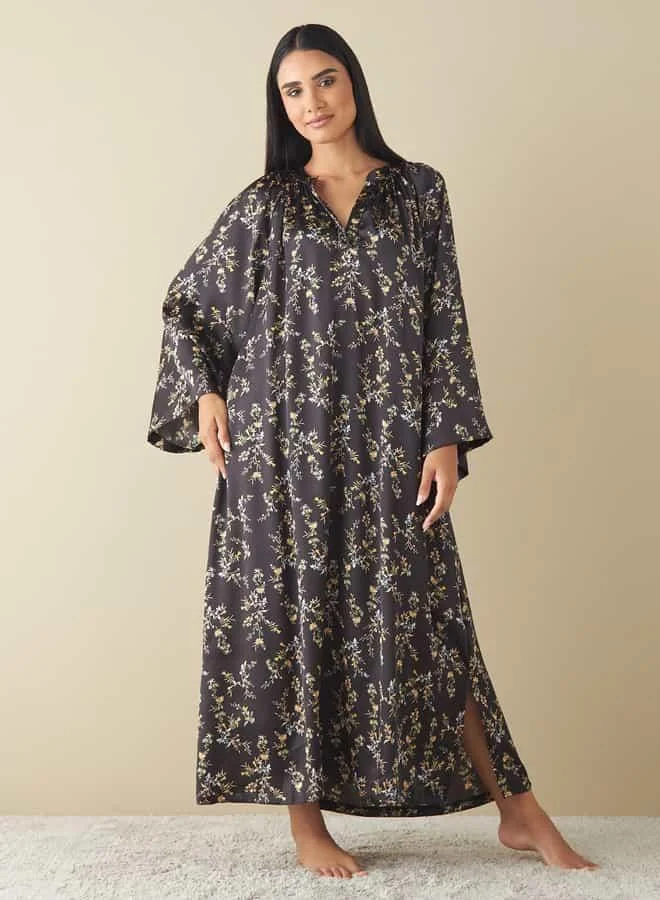 Splash FAV All-Over Floral Print Kaftan Night Gown with Slit