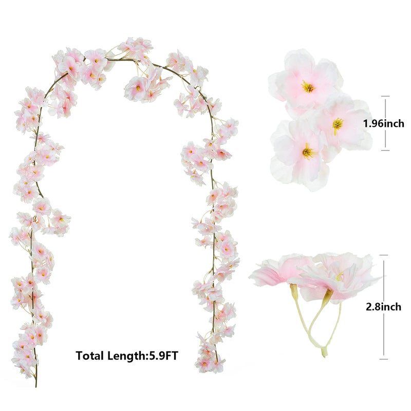Partyjoy PARTY JOY 8pcs 47.2ft Artificial Cherry Blossom Flower Garland Hanging Vines for Spring Home Room Wedding Party Kawaii Decor (Pink-8PCS) - Image 2