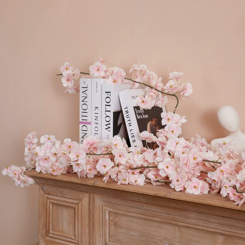 Partyjoy PARTY JOY 8pcs 47.2ft Artificial Cherry Blossom Flower Garland Hanging Vines for Spring Home Room Wedding Party Kawaii Decor (Pink-8PCS) - Image 4