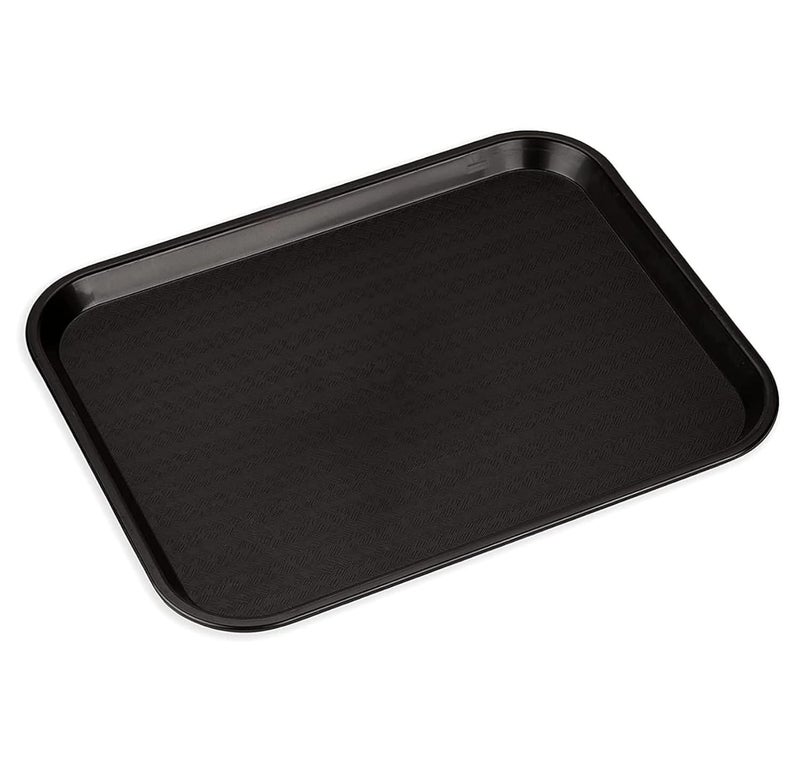LUXURIA 4X18 Plastic CafeteriaFast Food Tray Platter Serving Tray for Breakfast ColdDrink Restaurant Hotel Bar Pub Kitchen Party Rectangular Black - Image 1