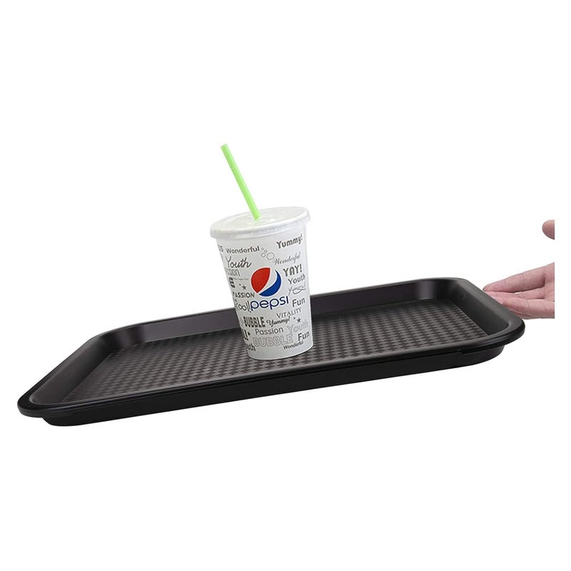 LUXURIA 4X18 Plastic CafeteriaFast Food Tray Platter Serving Tray for Breakfast ColdDrink Restaurant Hotel Bar Pub Kitchen Party Rectangular Black - Image 3