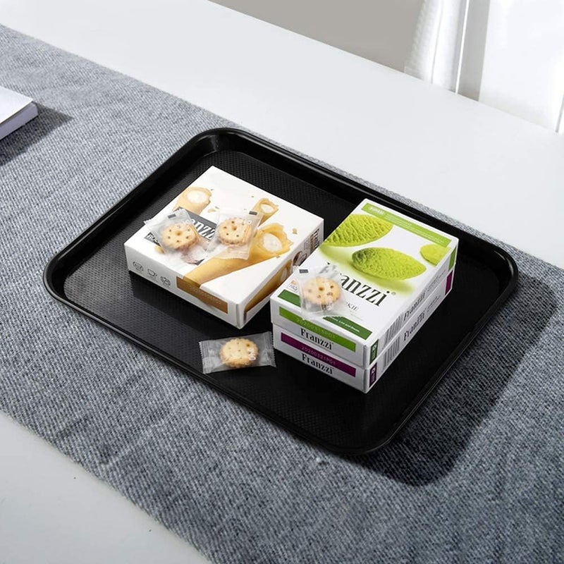 LUXURIA 4X18 Plastic CafeteriaFast Food Tray Platter Serving Tray for Breakfast ColdDrink Restaurant Hotel Bar Pub Kitchen Party Rectangular Black - Image 4