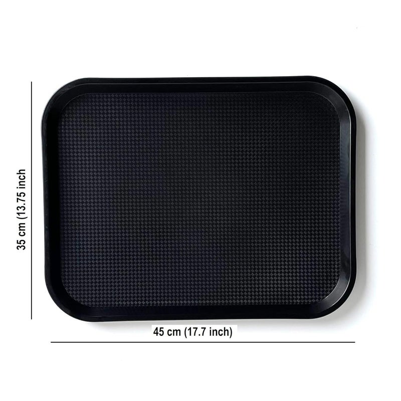 LUXURIA 4X18 Plastic CafeteriaFast Food Tray Platter Serving Tray for Breakfast ColdDrink Restaurant Hotel Bar Pub Kitchen Party Rectangular Black - Image 2
