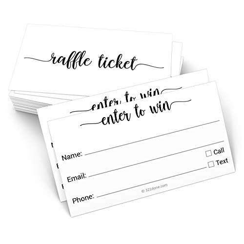321Done Enter to Win Tickets Set of 50 35x2 Name Phone Number and Email Raffle Tickets Entry Form for Contests Drawings Lotteries Prize Game White - Image 1