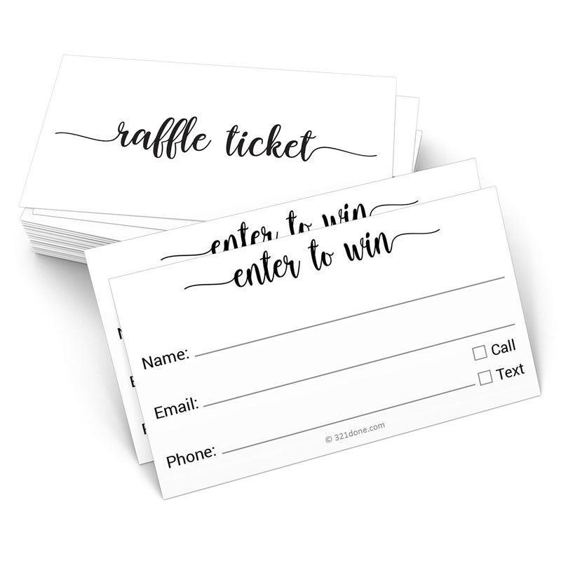 321Done Enter to Win Tickets Set of 50 35x2 Name Phone Number and Email Raffle Tickets Entry Form for Contests Drawings Lotteries Prize Game White - Image 2