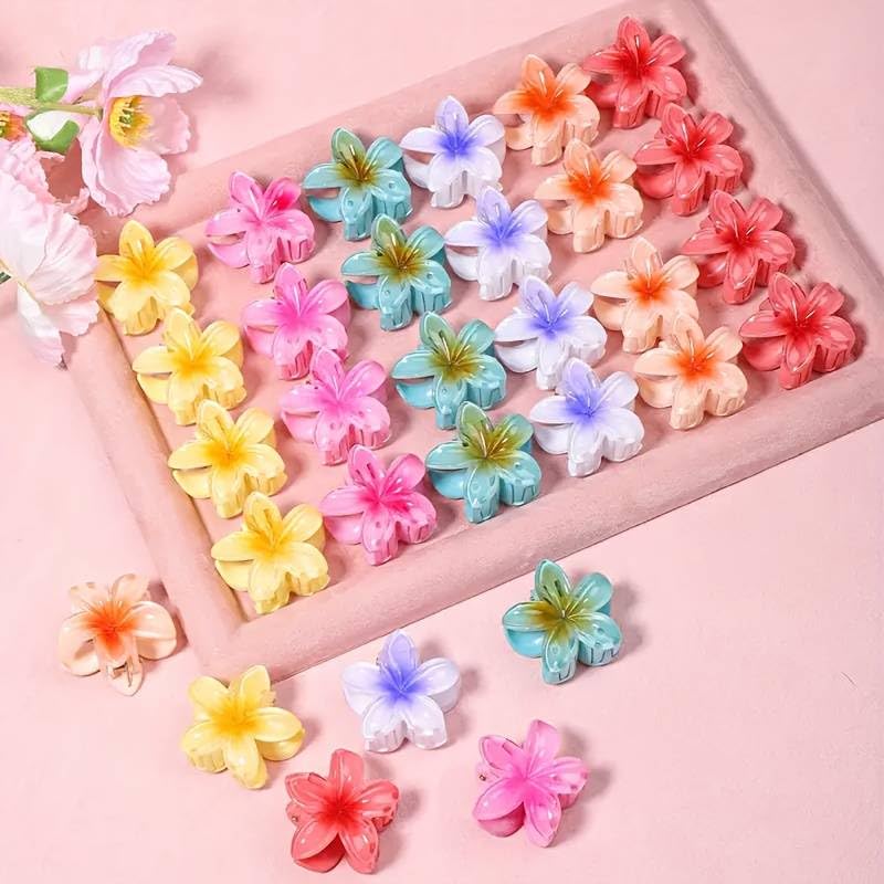 Cerrito 6 Pcs Colorful Flower Small Hair Claw Clips for Women & Girls, Gradient Lily Design, Strong Hold, Lightweight, Cute & Stylish Mini Hair Accessories for Daily Use, Travel, Gifting, Multicolor - Image 1