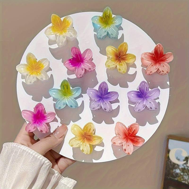 Cerrito 6 Pcs Colorful Flower Small Hair Claw Clips for Women & Girls, Gradient Lily Design, Strong Hold, Lightweight, Cute & Stylish Mini Hair Accessories for Daily Use, Travel, Gifting, Multicolor - Image 5