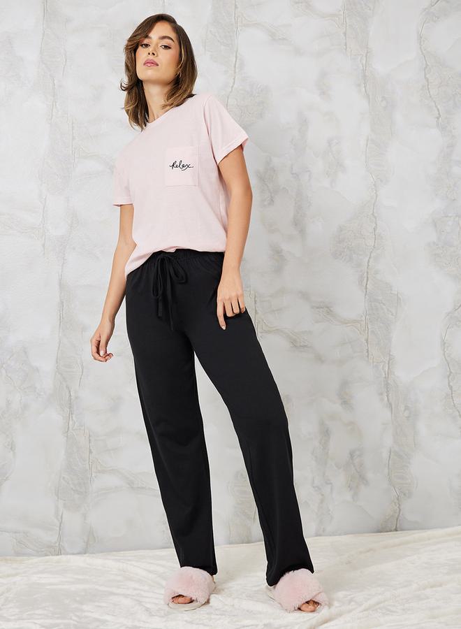 Styli Relax Embroidered Pocket Tee & Pyjama Set  - Image 1