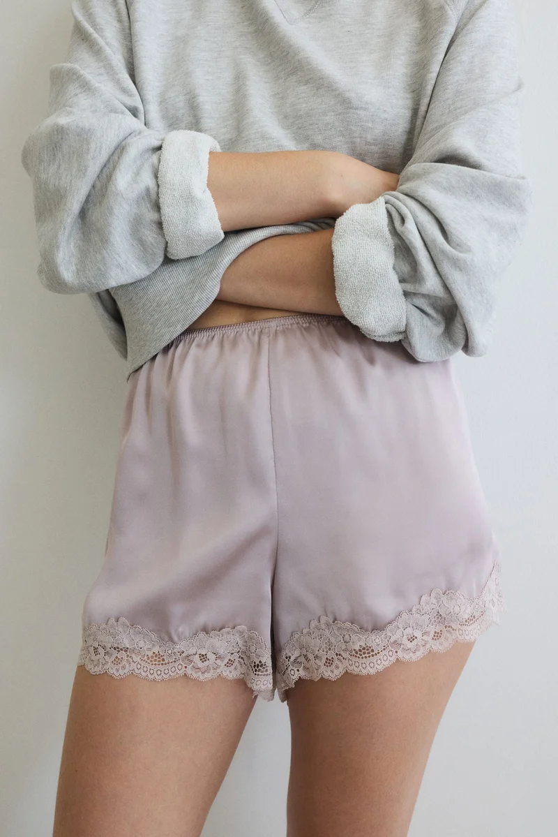 H&M Lace-trimmed satin pyjamas