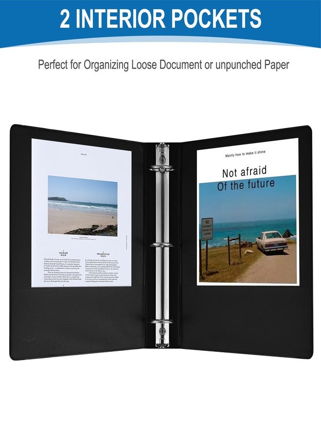 SUQJOY 2 Inch 3-Ring Binder, 2" Round Ring Binder with 2 Inside Pockets, 6 Pack Black Binders, Clear View Cover, Holds Up to 450 Sheets 8.5" x 11" Paper，Study Binders for Office/Home/Back to School - Image 5