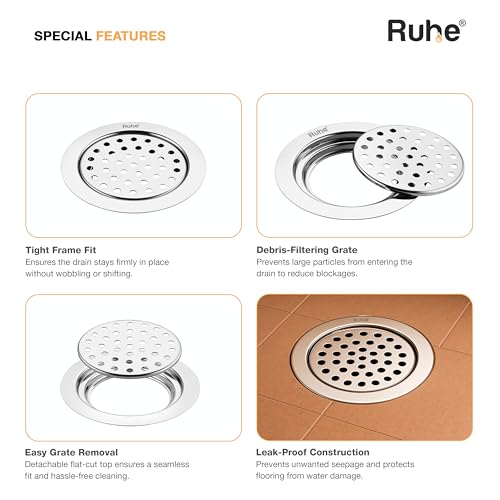 Ruhe® Multi Ring Flat Cut Floor Drainer/Jali | Premium Grade Stainless Steel Multi Ring Flat Cut Floor Drainer/Jali Set of 6 (5 Inches) - Image 4