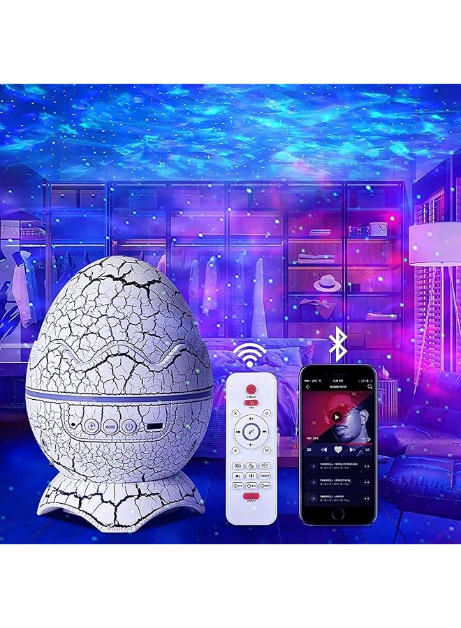 The Bros Galaxy Star Projector Dinosaur Egg Starry Light with Wireless Music Player, Night Light with White Noise, Nebula,Timer & Remote Control Best Gift & Decoration for Children's and Adults' Bedroom - Image 1