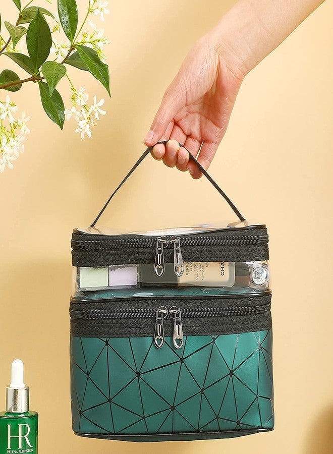 سيميكسيسن حقائب مكياج سيمكسن، حقائب سفر مزدوجة الطبقات لمستحضرات التجميل - حقائب تنظيم المكياج وأدوات النظافة - حقيبة مستحضرات تجميل للنساء، حقيبة تخزين أدوات النظافة للسفر مع شريط مطاطي وسحابين - (وردي) - Image 4