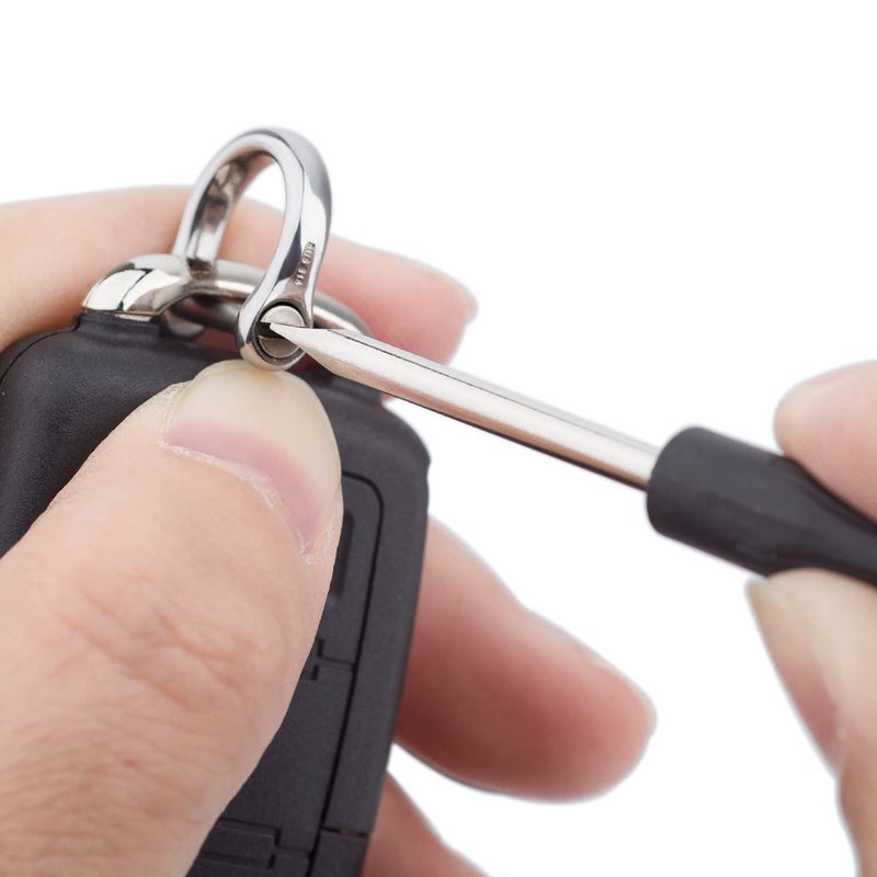 TISUR TISUR D Ring Keychain, Two Pieces Key Chain Rings, Heavy Duty Key Fob Ring D Ring Shackles, U Shape Key Ring for Car Keys/DIY/Leather Craft/Purse  - Image 5