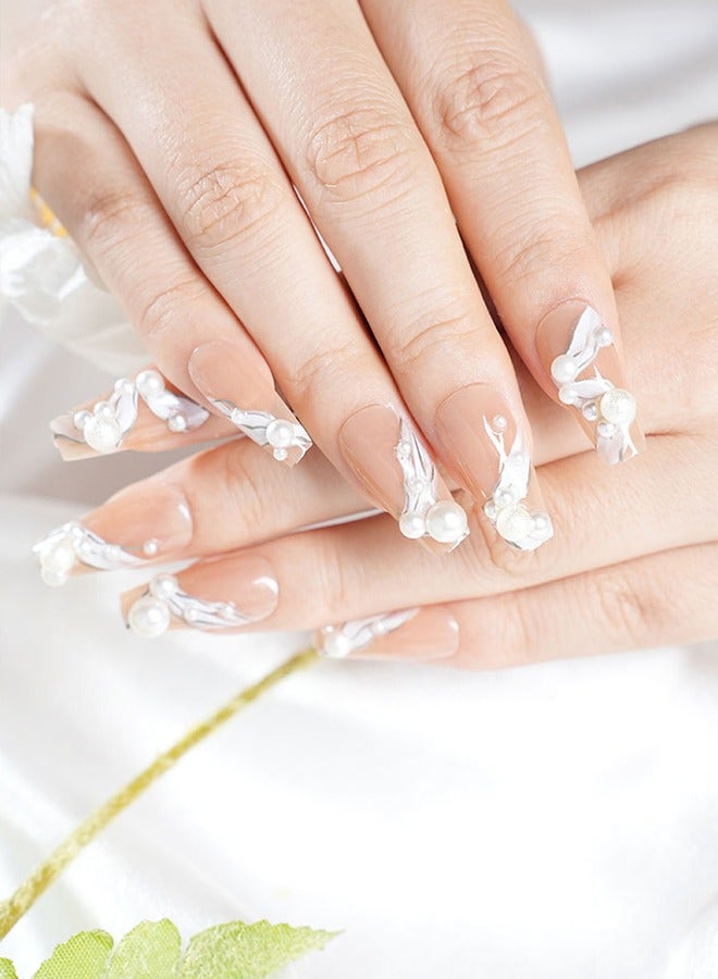 24 قطعة من لاصقات فن الأظافر بالضغط على الأظافر، تأتي مع أدوات فن الأظافر، أظافر بيج، نماذج مزاجية متعددة الاستخدامات يومياً، لاصقات مريحة، الصحة والسلامة - Image 1