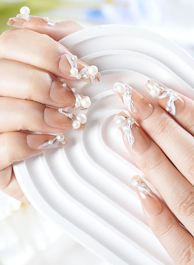 24 قطعة من لاصقات فن الأظافر بالضغط على الأظافر، تأتي مع أدوات فن الأظافر، أظافر بيج، نماذج مزاجية متعددة الاستخدامات يومياً، لاصقات مريحة، الصحة والسلامة - Image 2