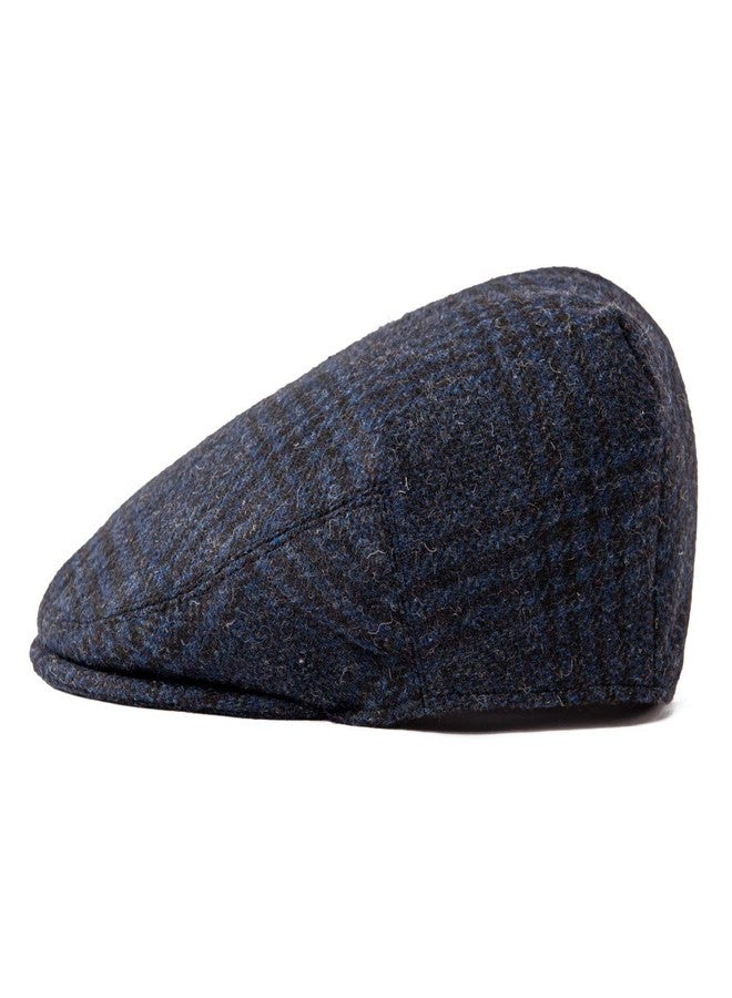 FEINION Men's Wool Tweed Newsboy Ivy Cap Gatsby Golf Flat Hat, Plaid Blue, 7 1/4 - Image 2