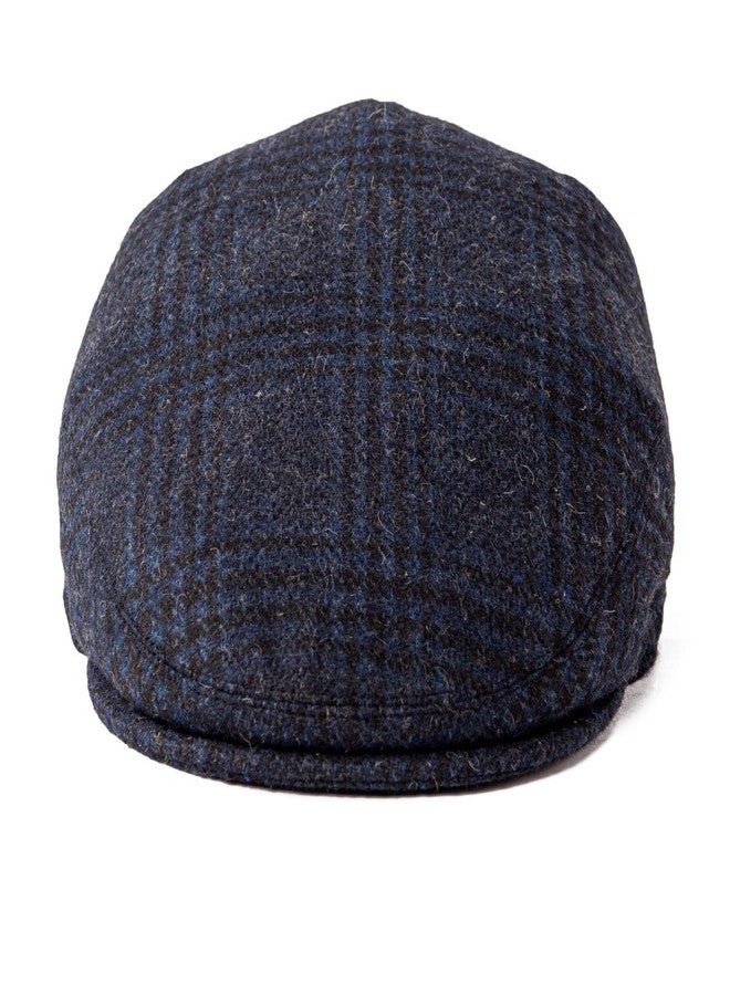 FEINION Men's Wool Tweed Newsboy Ivy Cap Gatsby Golf Flat Hat, Plaid Blue, 7 1/4 - Image 3