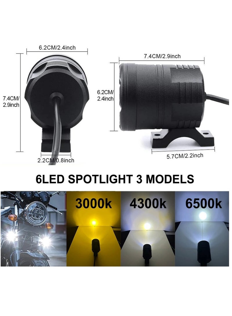 Loquat Motorcycle Spotlight LED Headlights Yellow White 3000k 6000K Auxiliary Faro LED Moto Assemblies Lamp 12V Driving Fog Light With on - Image 2